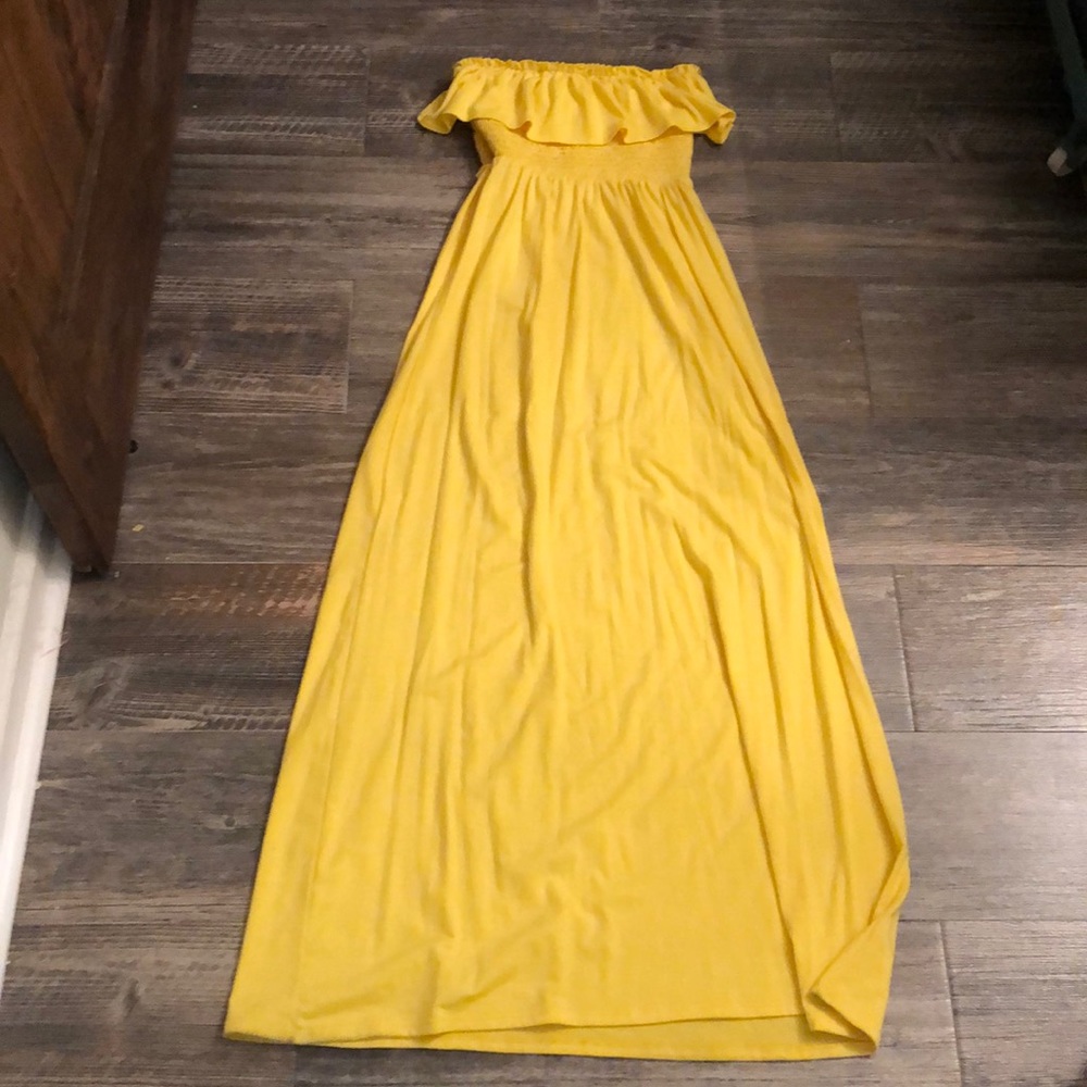 Yellow Strapless Maxi